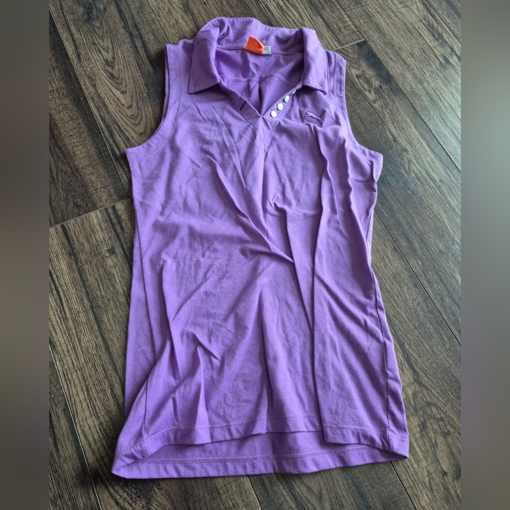 Puma golf sleeveless shirt purple size medium